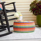 Tavolino-Pouf in Resina Intrecciata a Mano