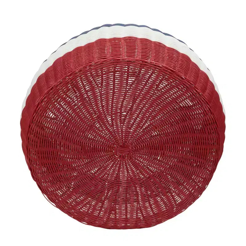 Tavolino-Pouf in Resina Intrecciata a Mano