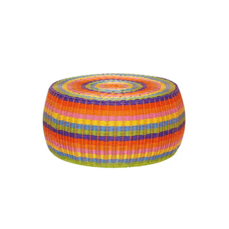 Tavolino-Pouf in Resina Intrecciata a Mano