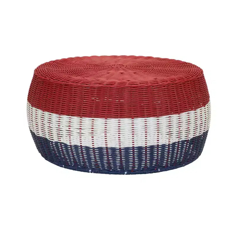 Tavolino-Pouf in Resina Intrecciata a Mano