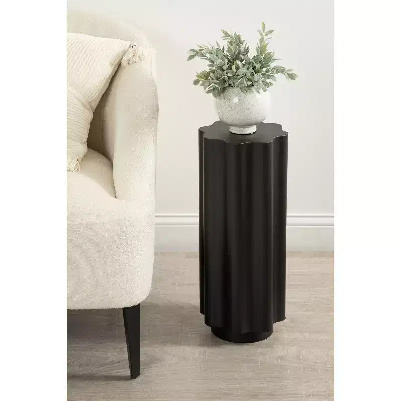 Tavolino Pandey Wavy in metallo, 23x23x56 cm, nero