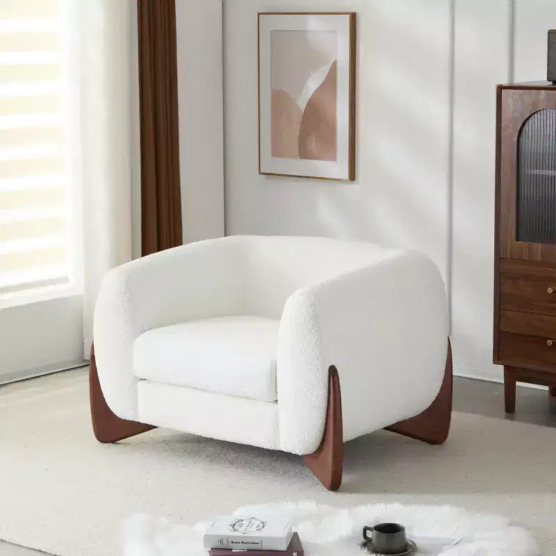Poltrona da Club Emilia Contemporanea Rivestita in Bouclé, Beige