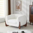 Poltrona da Club Emilia Contemporanea Rivestita in Bouclé, Beige