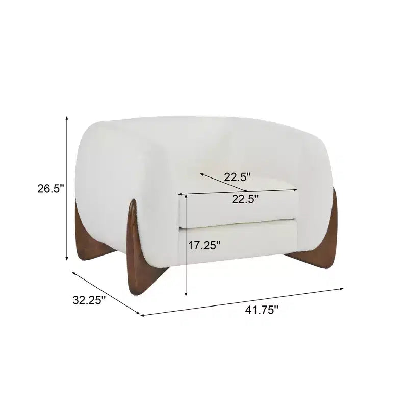 Poltrona da Club Emilia Contemporanea Rivestita in Bouclé, Beige
