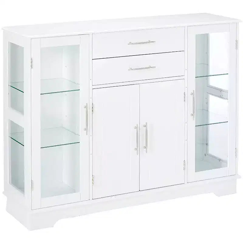 Mobile credenza espositore da cucina a 4 ante Santi con ante in vetro, bianco