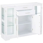 Mobile credenza espositore da cucina a 4 ante Santi con ante in vetro, bianco