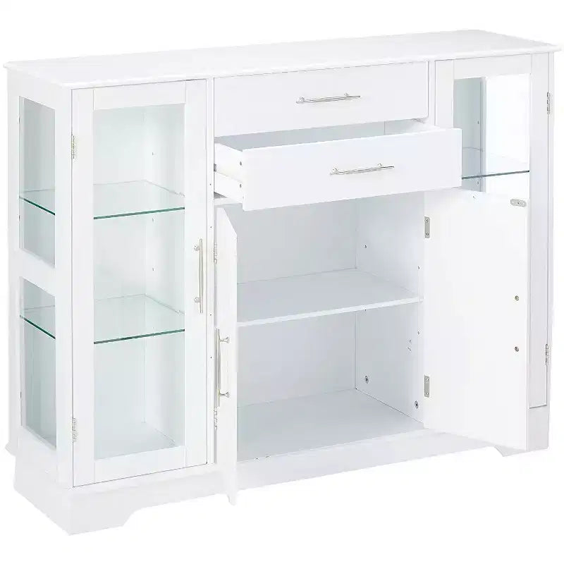 Mobile credenza espositore da cucina a 4 ante Santi con ante in vetro, bianco