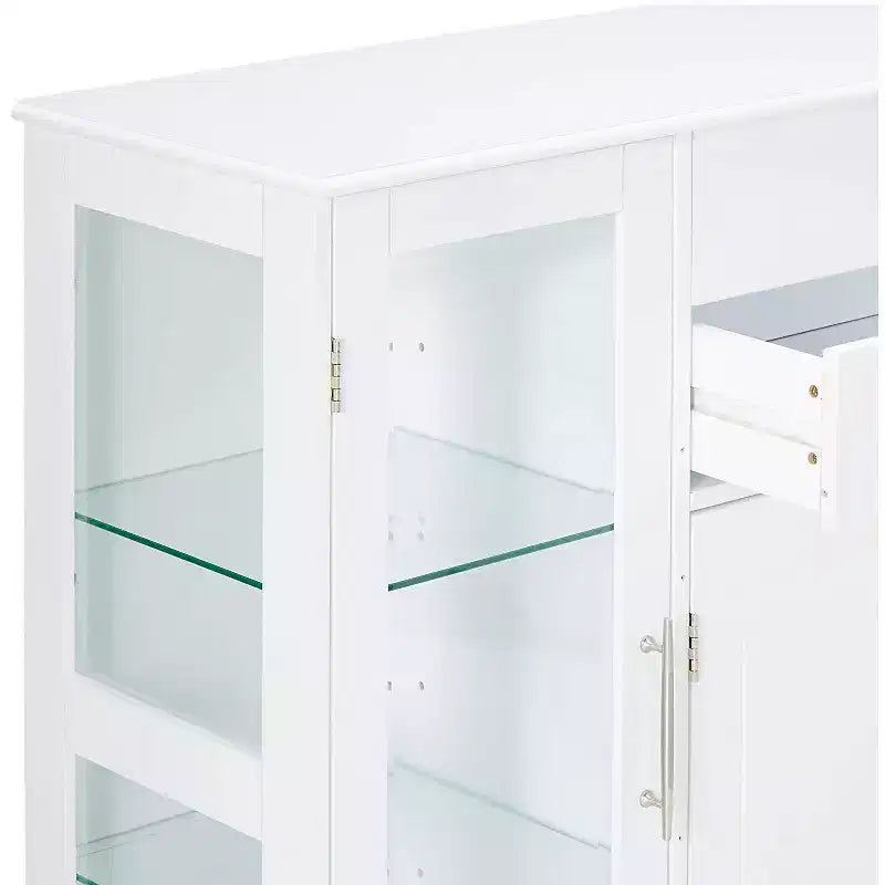 Mobile credenza espositore da cucina a 4 ante Santi con ante in vetro, bianco