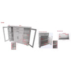 Mobile credenza espositore da cucina a 4 ante Santi con ante in vetro, bianco