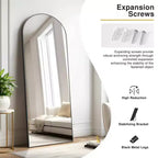Specchio da pavimento a figura intera 71x31 Grande con arco superiore, specchio da bagno incorniciato per soggiorno, nero