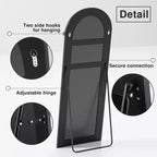Specchio da pavimento a figura intera 71x31 Grande con arco superiore, specchio da bagno incorniciato per soggiorno, nero