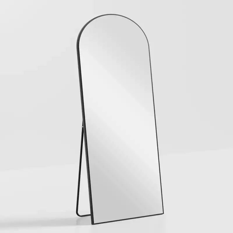 Specchio da pavimento a figura intera 71x31 Grande con arco superiore, specchio da bagno incorniciato per soggiorno, nero