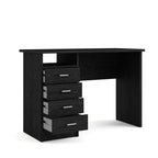 Scrivania con 4 cassetti, nera venata legno