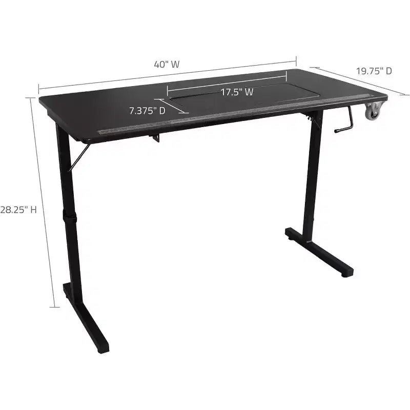 Tavolo da cucito pieghevole portatile SewStation 101 con gambe in acciaio, nero