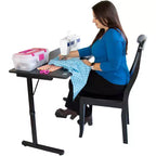 Tavolo da cucito pieghevole portatile SewStation 101 con gambe in acciaio, nero