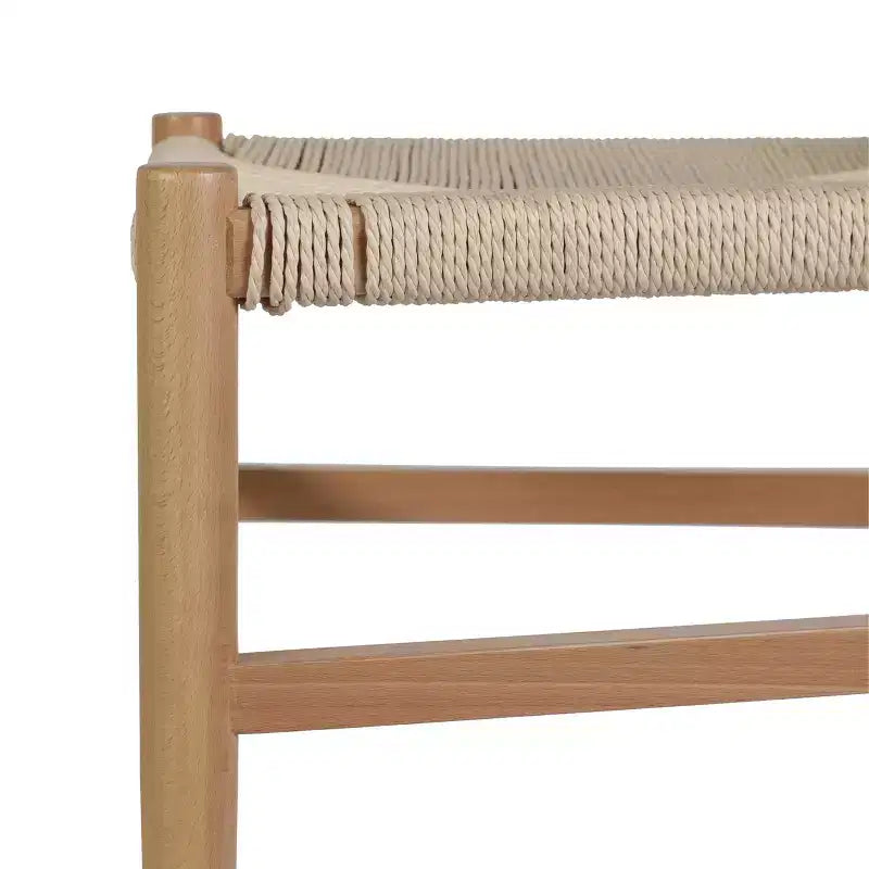 Sedia da pranzo impilabile con design a schienale a Y, struttura in legno massello, seduta in corda di carta kraft intrecciata