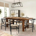 Sedia da pranzo impilabile con design a schienale a Y, struttura in legno massello, seduta in corda di carta kraft intrecciata