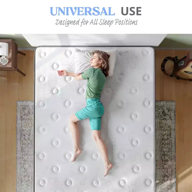Materasso Ibrido da 25 cm, Schiuma Rinfrescante ad Alta Densità e Materasso a Molle Insacchettate in Scatola, Schiuma Certificata CertiPUR-US, Bianco/Nero
