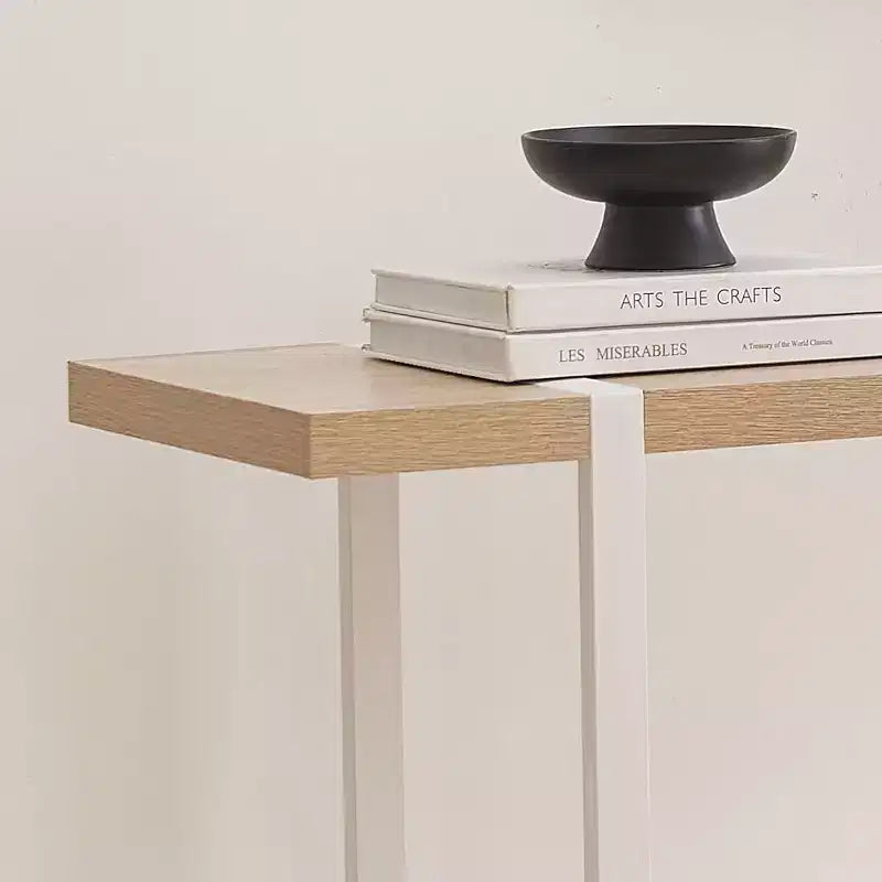 Consolle con ripiani - Tavolino da divano moderno in metallo e legno per soggiorno, ingresso, corridoio, atrio