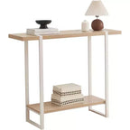Consolle con ripiani - Tavolino da divano moderno in metallo e legno per soggiorno, ingresso, corridoio, atrio