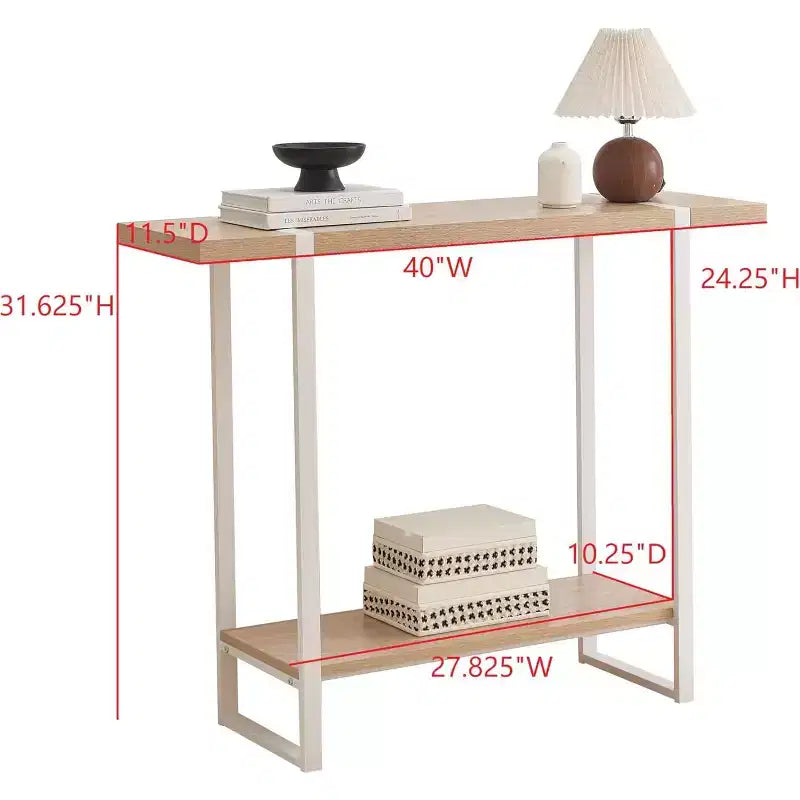 Consolle con ripiani - Tavolino da divano moderno in metallo e legno per soggiorno, ingresso, corridoio, atrio
