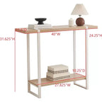 Consolle con ripiani - Tavolino da divano moderno in metallo e legno per soggiorno, ingresso, corridoio, atrio