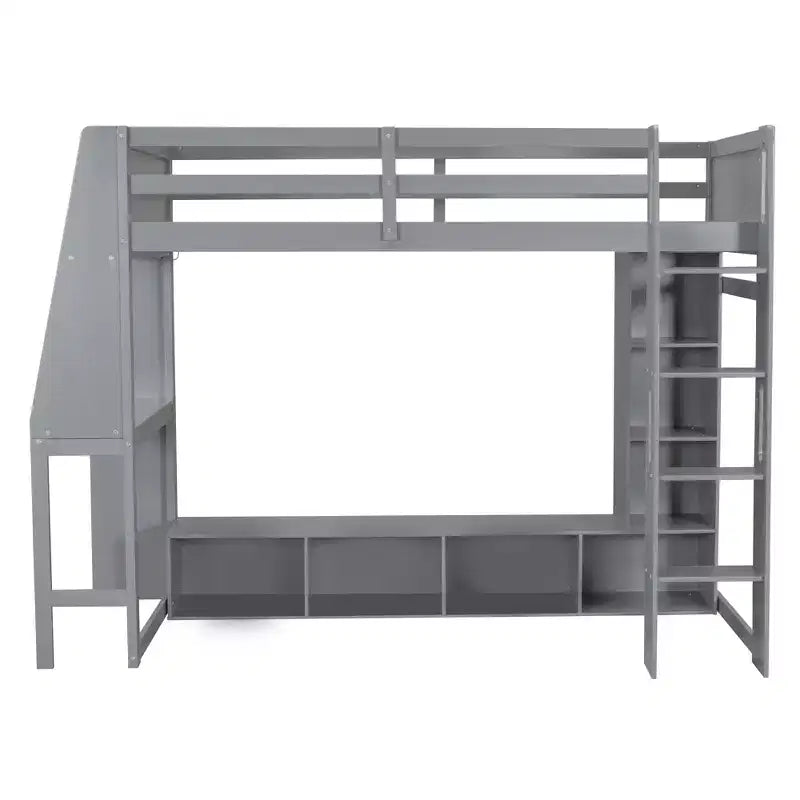 Letto a soppalco da gaming per ragazzi/adulti, per materasso singolo/una piazza e mezza, con scrivania, luci LED, ripiani multi-storage e appendiabiti, struttura in legno salvaspazio