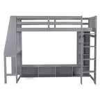 Letto a soppalco da gaming per ragazzi/adulti, per materasso singolo/una piazza e mezza, con scrivania, luci LED, ripiani multi-storage e appendiabiti, struttura in legno salvaspazio