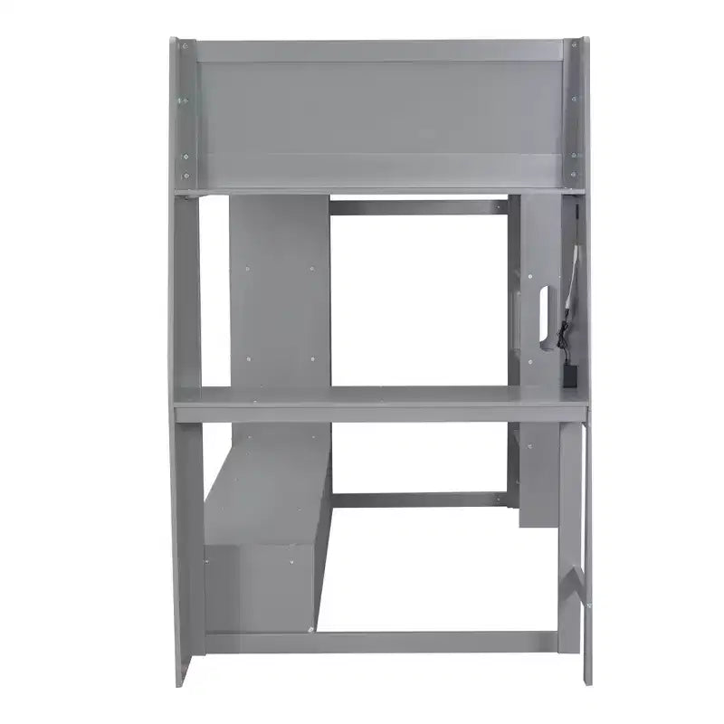 Letto a soppalco da gaming per ragazzi/adulti, per materasso singolo/una piazza e mezza, con scrivania, luci LED, ripiani multi-storage e appendiabiti, struttura in legno salvaspazio