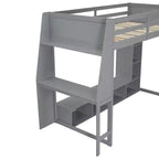 Letto a soppalco da gaming per ragazzi/adulti, per materasso singolo/una piazza e mezza, con scrivania, luci LED, ripiani multi-storage e appendiabiti, struttura in legno salvaspazio