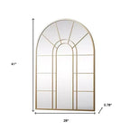 Specchio decorativo incorniciato in metallo nero ad arco a forma di finestra, 41 pollici