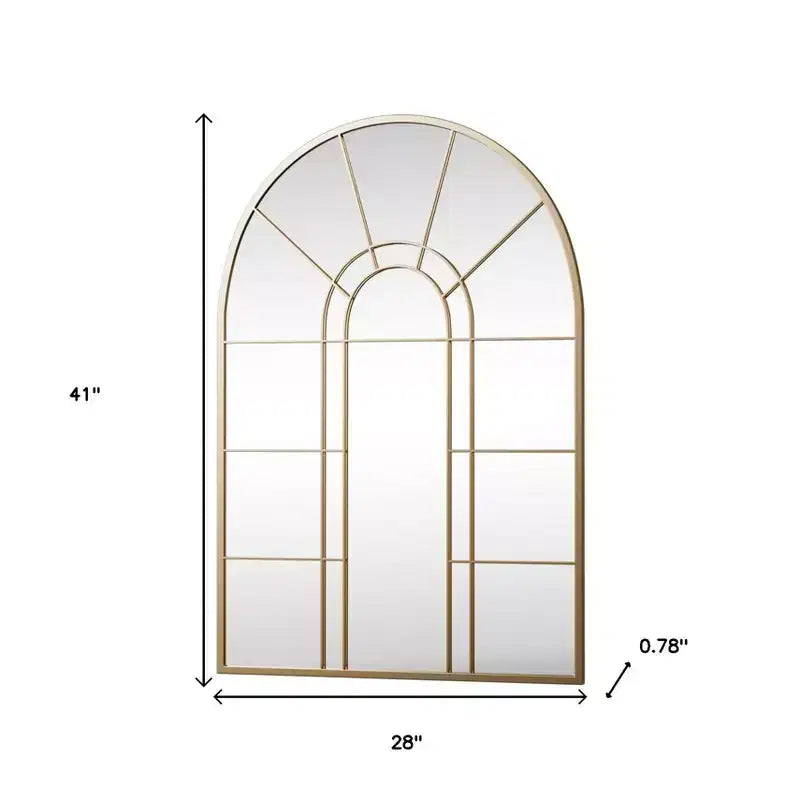 Specchio decorativo incorniciato in metallo nero ad arco a forma di finestra, 41 pollici