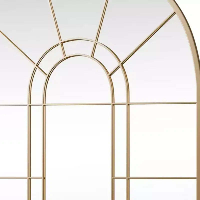 Specchio decorativo incorniciato in metallo nero ad arco a forma di finestra, 41 pollici