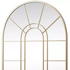 Specchio decorativo incorniciato in metallo nero ad arco a forma di finestra, 41 pollici