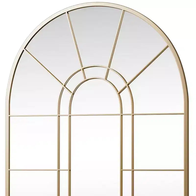 Specchio decorativo incorniciato in metallo nero ad arco a forma di finestra, 41 pollici