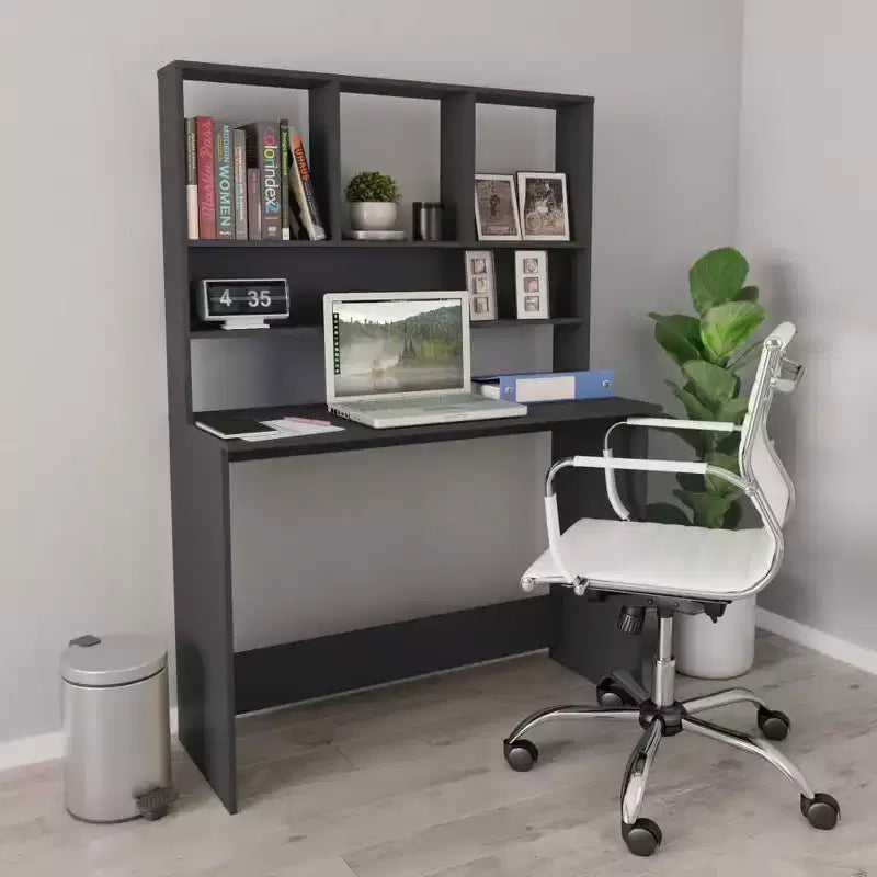 Scrivania moderna flottante con 3 ripiani, scrivania per computer a parete con finitura opaca per piccoli spazi