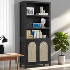 Libreria e scaffale con ante, libreria alta 180 cm con armadietti contenitori per l'home office