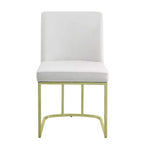 Set di 2 sedie da pranzo laterali da 60 cm, in morbido velluto bianco sporco, base in metallo dorato