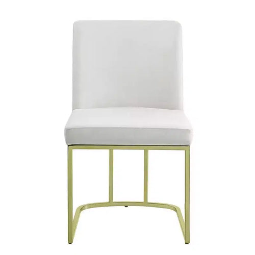 Set di 2 sedie da pranzo laterali da 60 cm, in morbido velluto bianco sporco, base in metallo dorato