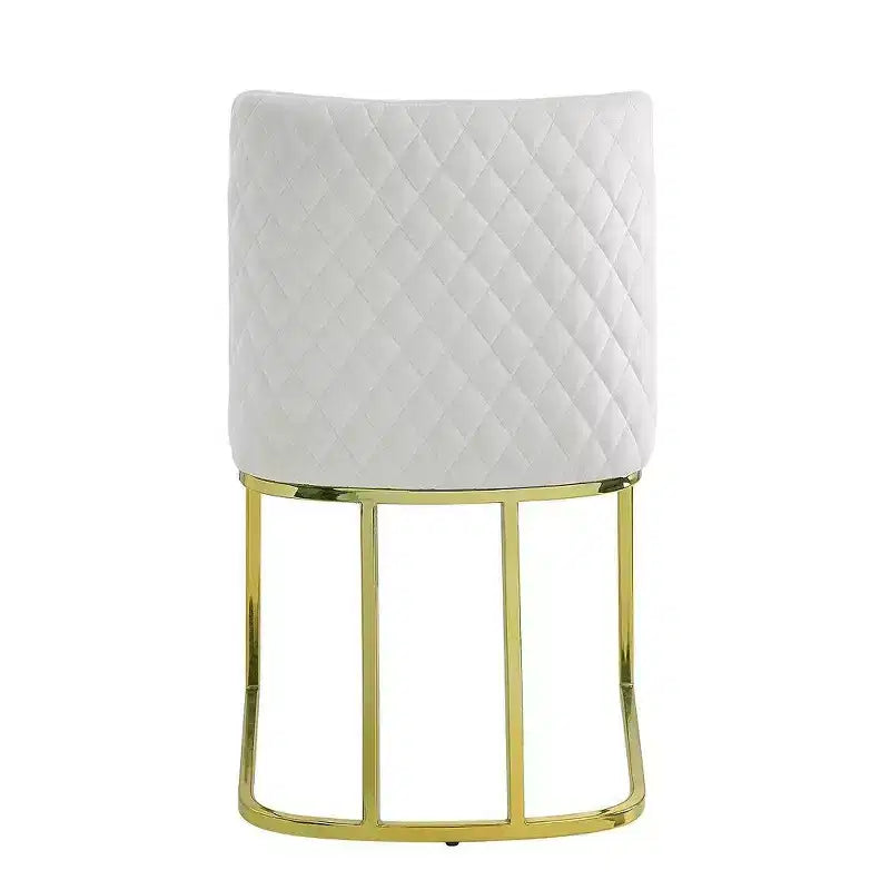 Set di 2 sedie da pranzo laterali da 60 cm, in morbido velluto bianco sporco, base in metallo dorato