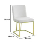 Set di 2 sedie da pranzo laterali da 60 cm, in morbido velluto bianco sporco, base in metallo dorato