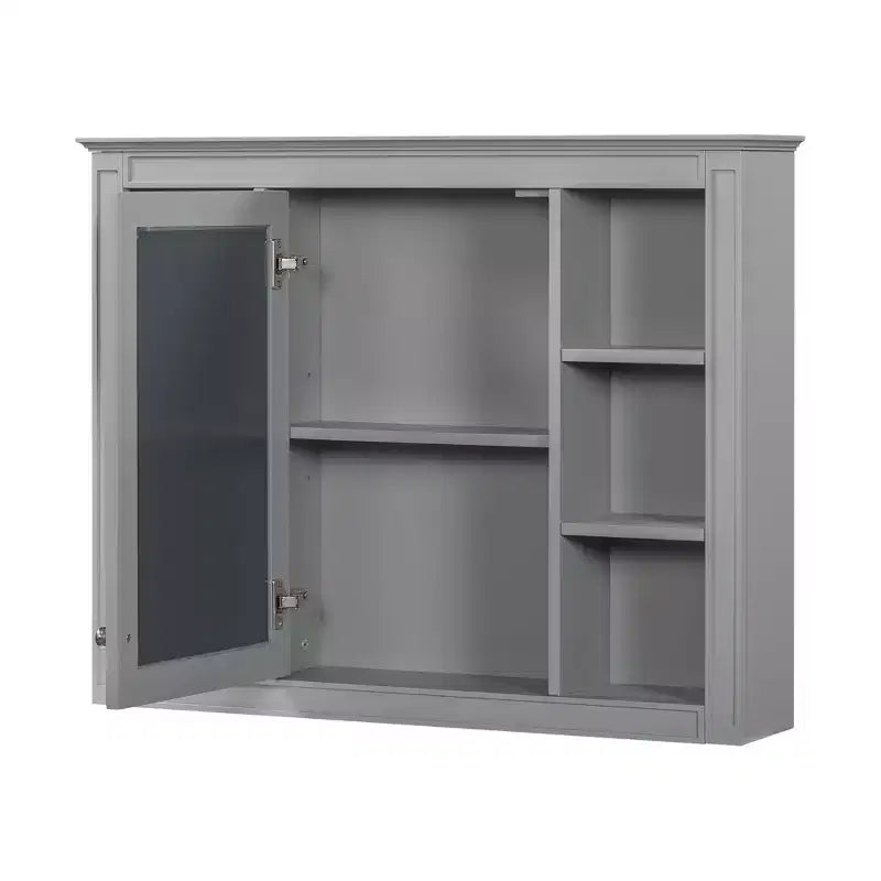 Mobiletto a specchio da bagno a parete con ante a scomparsa, telaio in MDF, design salvaspazio