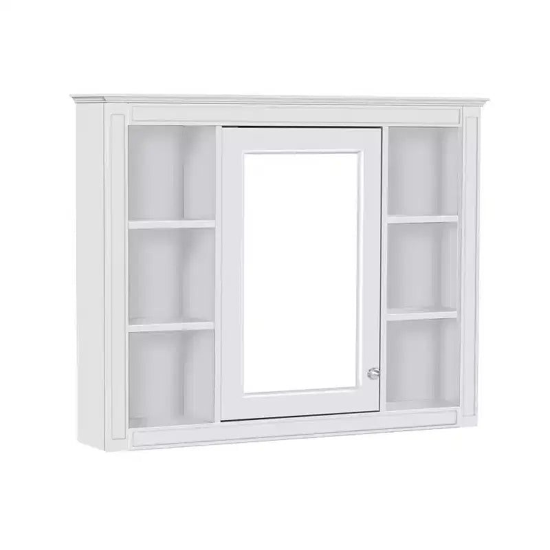 Mobiletto a specchio da bagno a parete con ante a scomparsa, telaio in MDF, design salvaspazio
