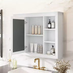 Mobiletto a specchio da bagno a parete con ante a scomparsa, telaio in MDF, design salvaspazio