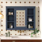 Mobiletto a specchio da bagno a parete con ante a scomparsa, telaio in MDF, design salvaspazio