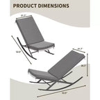 Set di 2 sedie a dondolo da esterno per patio, sedie a dondolo per esterni, poltrona a dondolo in rattan per esterni con cuscini per portico anteriore, giardino