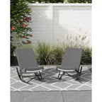 Set di 2 sedie a dondolo da esterno per patio, sedie a dondolo per esterni, poltrona a dondolo in rattan per esterni con cuscini per portico anteriore, giardino