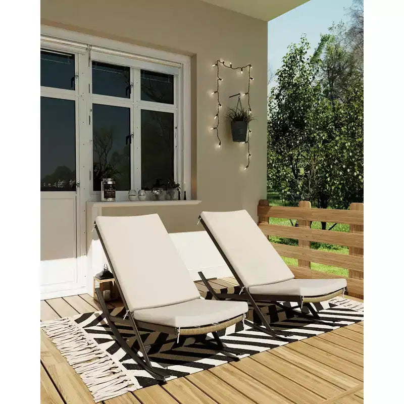 Set di 2 sedie a dondolo da esterno per patio, sedie a dondolo per esterni, poltrona a dondolo in rattan per esterni con cuscini per portico anteriore, giardino