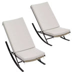 Set di 2 sedie a dondolo da esterno per patio, sedie a dondolo per esterni, poltrona a dondolo in rattan per esterni con cuscini per portico anteriore, giardino