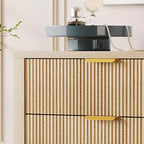 Cassettiera a 5 cassetti scanalata, cassettiera sottile in legno alta 114 cm per piccoli spazi, cassettiera moderna stile farmhouse per camera da letto, cameretta, appartamento